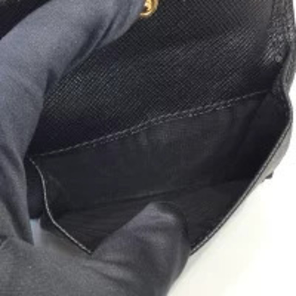 Prada Saffiano fold Wallet Compact Black Leather Bi Black